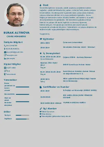 Çevre Mühendisi CV Örnekleri cv indir